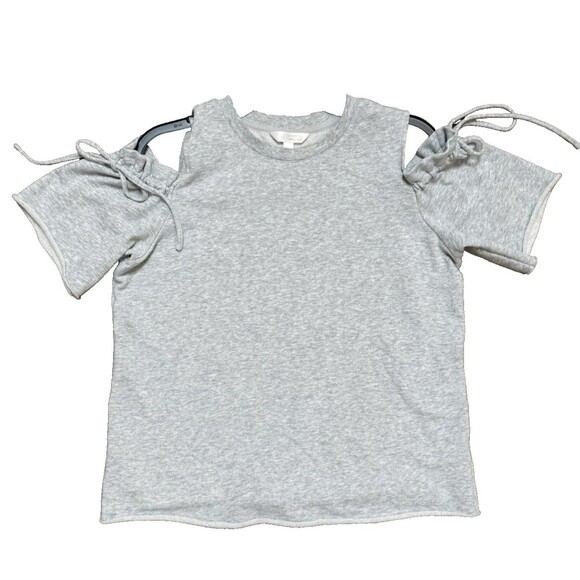 LC Lauren Conrad Womens Gray Cold Shoulder Pullover Top Knit Sweatshirt Size M - Picture 1 of 7